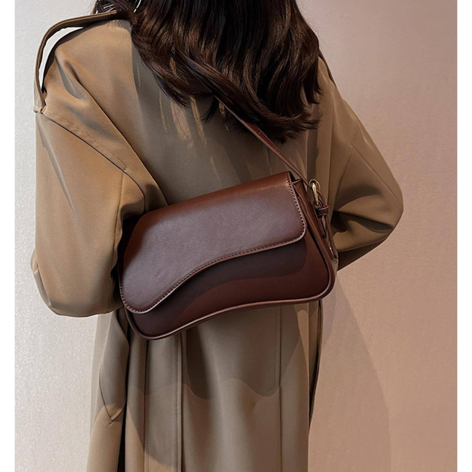 Back. Live At Space - Shoulder Bag For Women Y2k Trendy Purse Vegan Leather Hobo Handbags Clutch Saddle With 2 Removable Strap 【Premium - Patent-black.