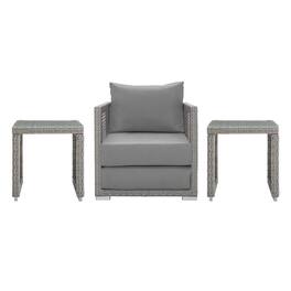 Aura 3 Piece Outdoor Patio Wicker Rattan Set by Modway - Gray Gray