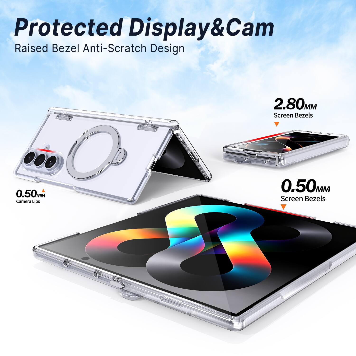 Protected Display & Cam  
Raised Bezel Anti-Scratch Design  
2.80MM Screen Bezels  
0.50MM Camera Lips  
0.50MM Screen Bezels
