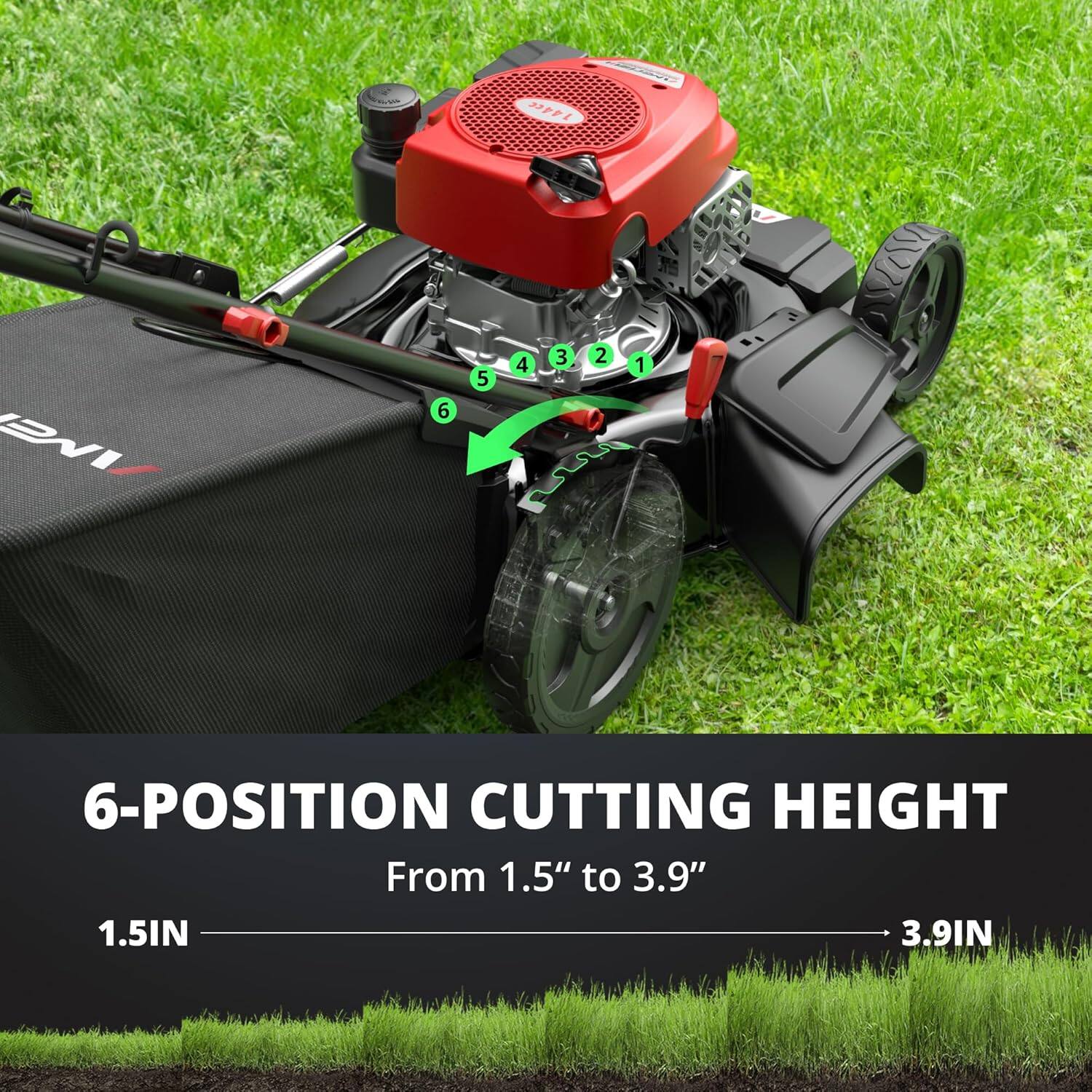 SPFL evI 6 5 4 3 2 1 6-POSITION CUTTING HEIGHT From 1.5" to 3.9" 1.5IN 3.9IN

6-POSITION CUTTING HEIGHT  
From 1.5" to 3.9"  
1.5IN  
3.9IN