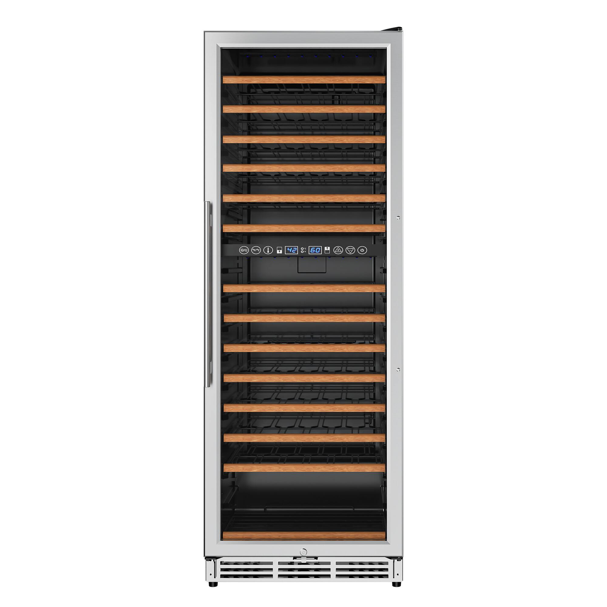 Angle. SIMZLIFE - 24 in. Dual Zone Wine & Beverage Cooler - Holds 160 Wine Bottles & 48 Cans, for Home Bar/Kitchen/Commercial Use - Silver.