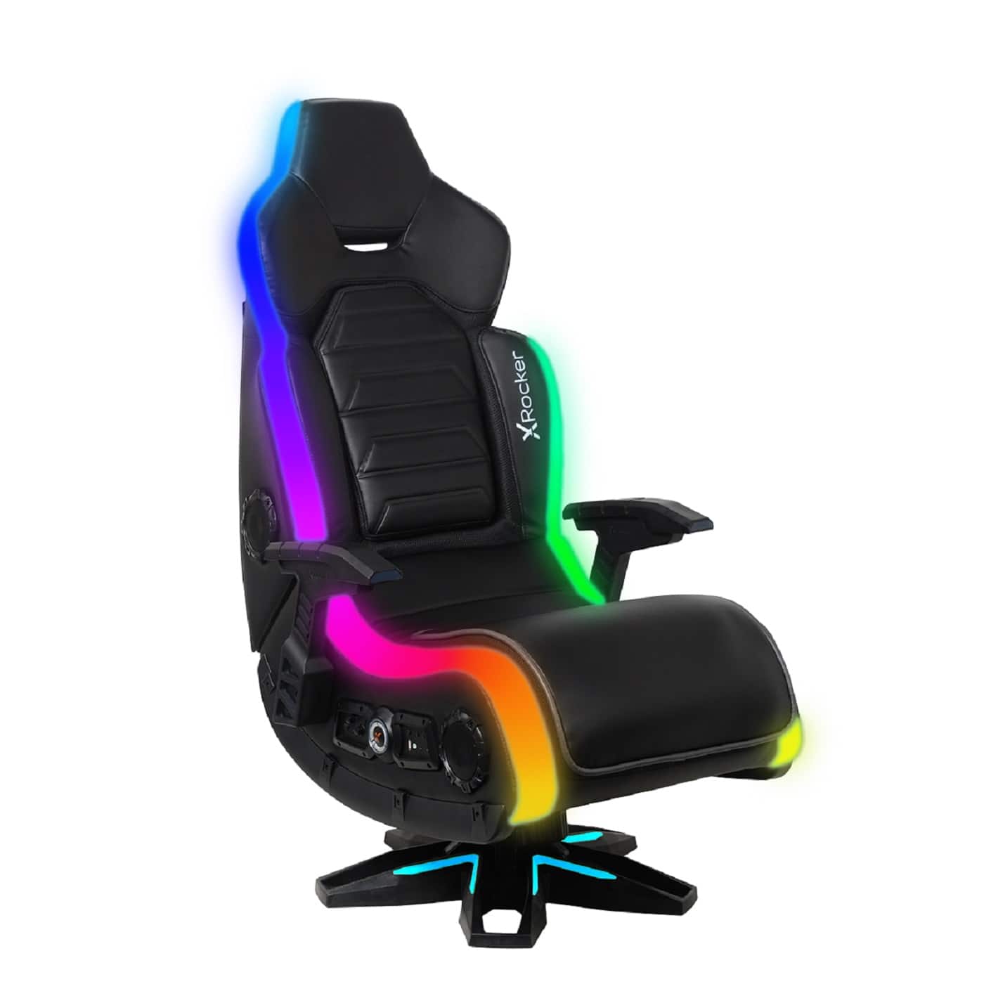 Front. X Rocker - Evo Elite 4.1 Gaming Chair with Built-in Audio Surround Sound System - Black.