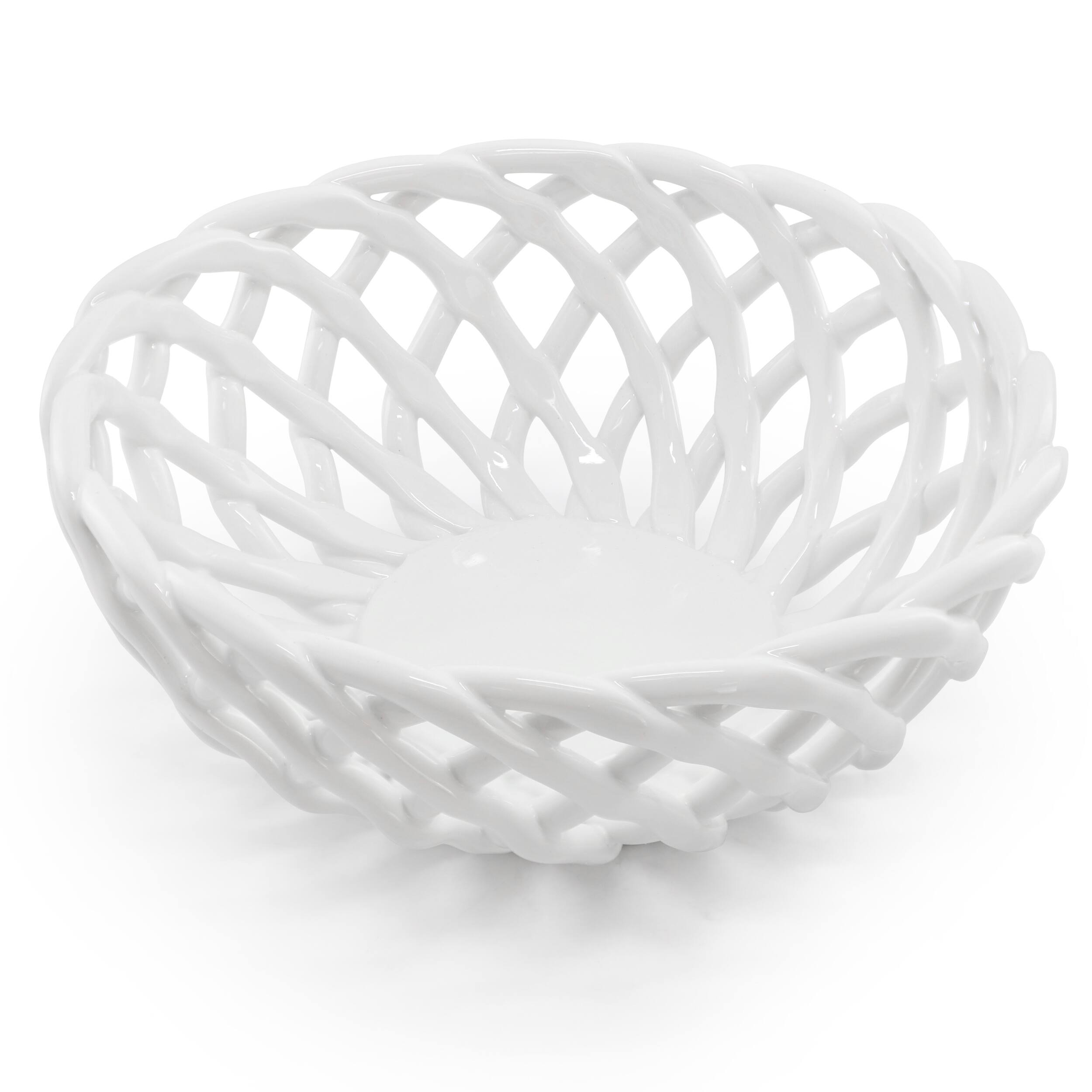 Alt View 1. Meritage - Meritage Modern Prestige 9.5 Inch Round Dolomite Basket Serving Bowl in White - White.