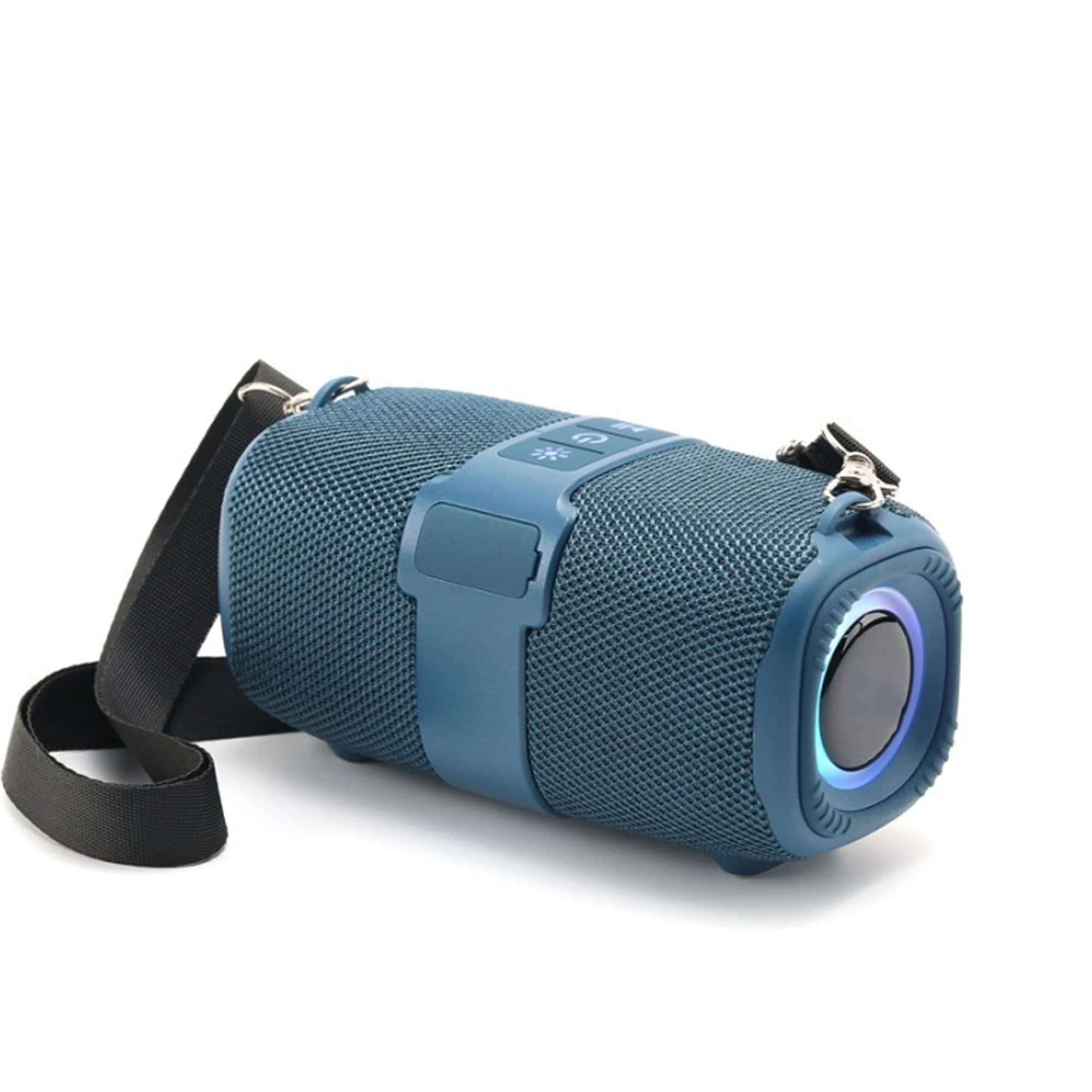 YONWAY - Portable Bluetooth Speaker with Lights, Compatible with TF Card/USB Drive/FM, Built in Microphone for Home, Beach - Blue