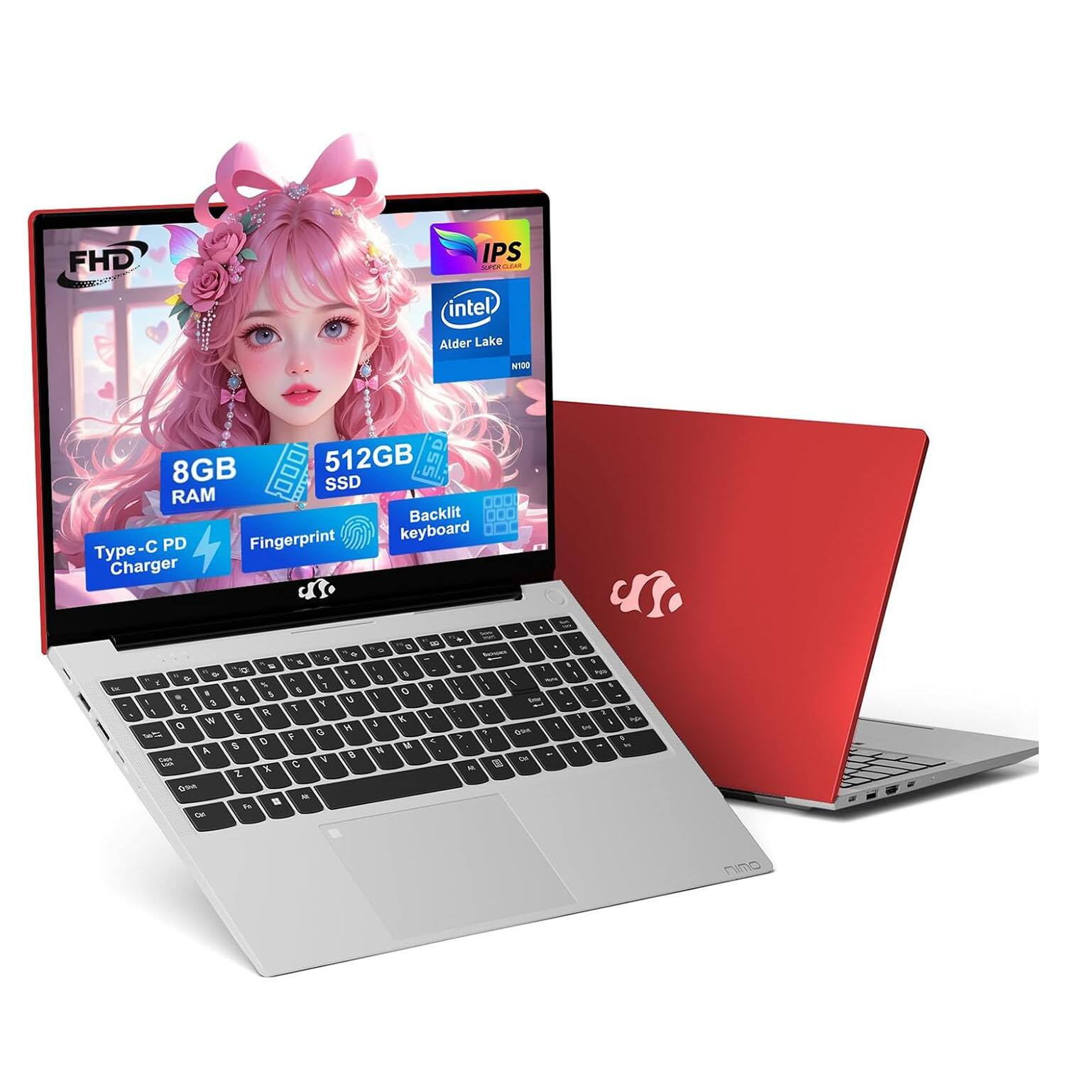 FHD IPS SPEP cLeM intel Alder Lake W100 8GB 512GB SSD RAM Backlit Fingerprint keyboard Type-C PD Charger