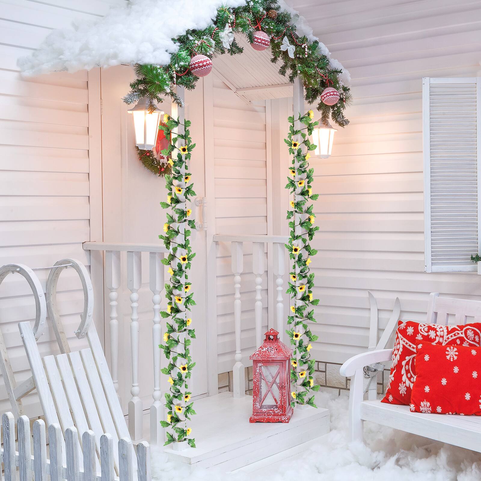 Alt View 1. Oumilen - 10M/32.8FT Solar Artificial Sunflower Garland String Lights – IP65 Waterproof Vine Fairy Lights for Garden.
