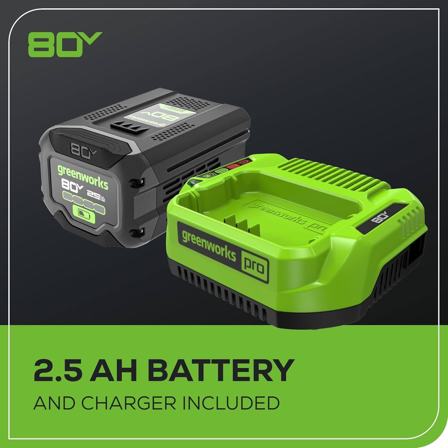 80Y - Greenworks 80Y 25V 2.5 AH Battery and Charger Included  
Greenworks Pro