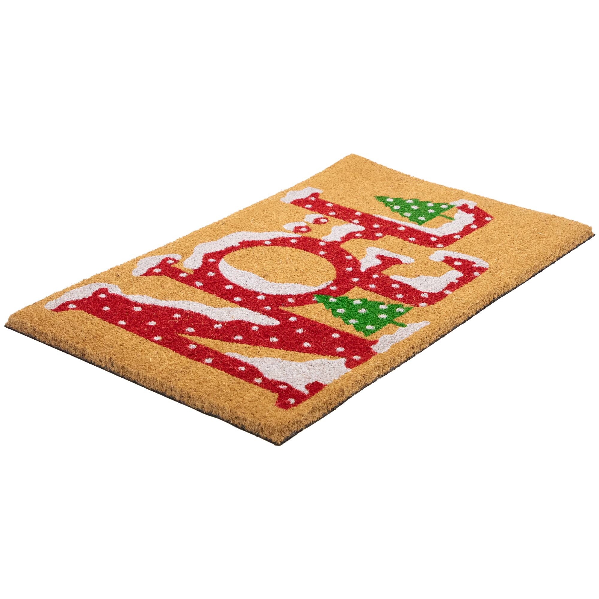 Alt View 4. Northlight - Brown and Red "Noel" Natural Coir Outdoor Christmas Doormat 18" x 30" - Brown.