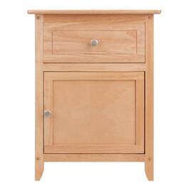 FurniFact - Accent Table with Drawer and Cabinet - Natural