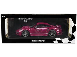 Minichamps - 2021 Porsche 911 Turbo S SportDesign Package #20 Red Violet Silver Stripes Limited Edition 504 pcs 1/18 - Red Violet with Silver