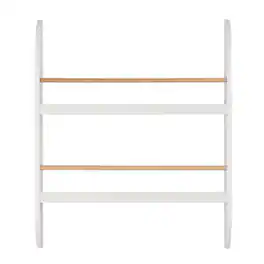 Danya B - Steiner Rounded Kids Wall-Mount Bookcase with Contrasting Wood-toned Rods - White