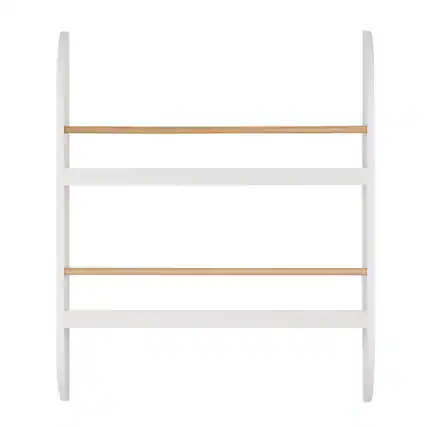 Front. Danya B - Steiner White Rounded Kids Wall-Mount Bookcase with Contrasting Wood-toned Rods - White.