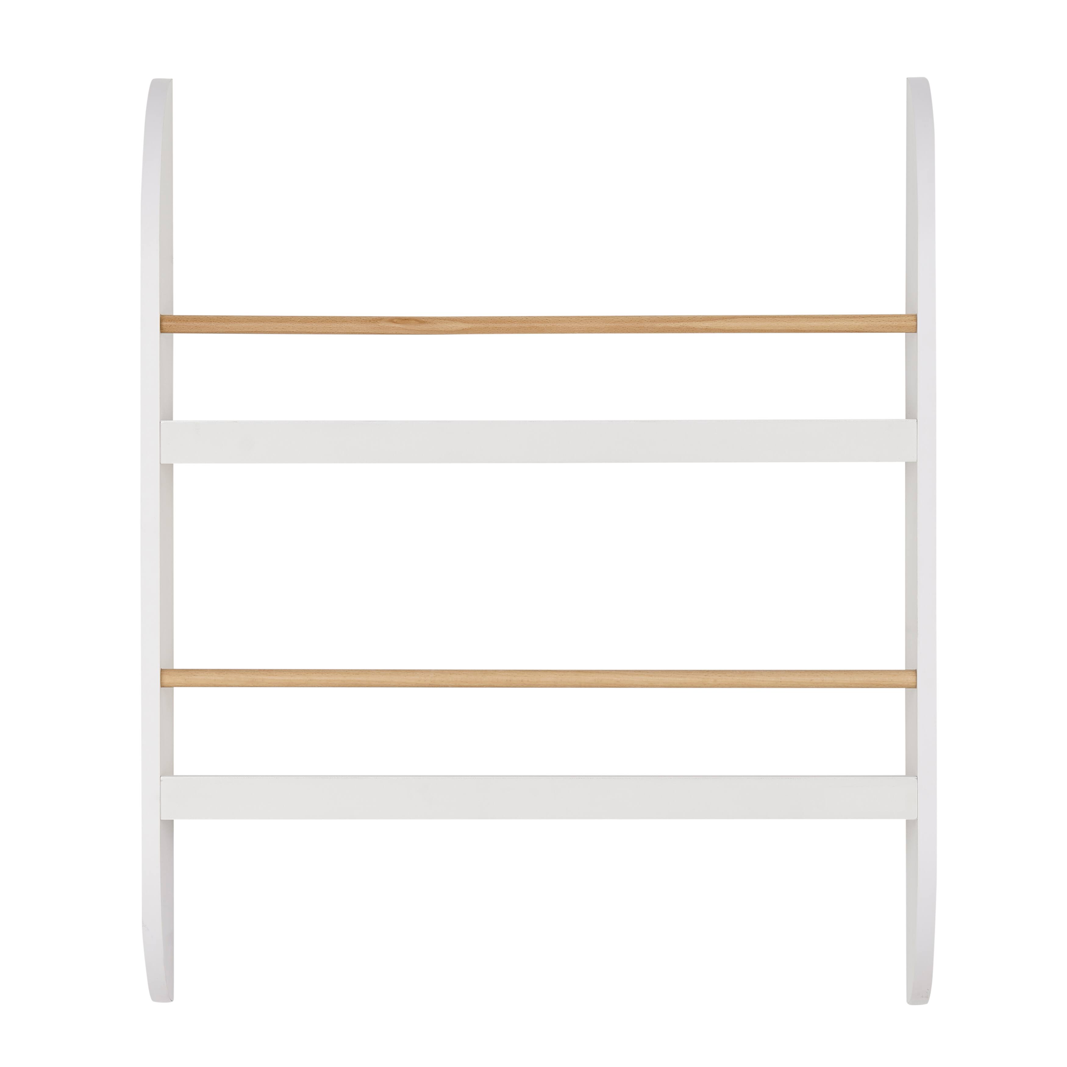 Front. Danya B - Steiner White Rounded Kids Wall-Mount Bookcase with Contrasting Wood-toned Rods - White.