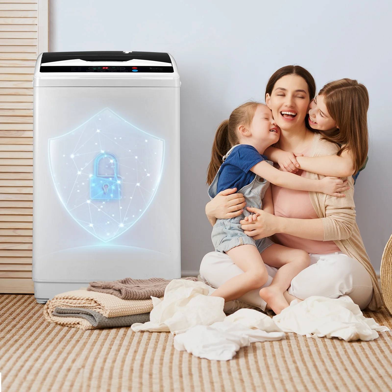 Alt View 4. Winado - 25LBS Portable Washing Machine, 2.3cu.ft Full-Automatic Electric Laundry Machine - Light Grey.