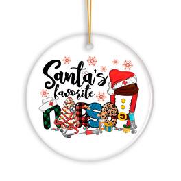 OrnamentallyYou - Cheerful Holiday Plaid Santas Favorite Nurse Christmas Ornament - Multi-colored