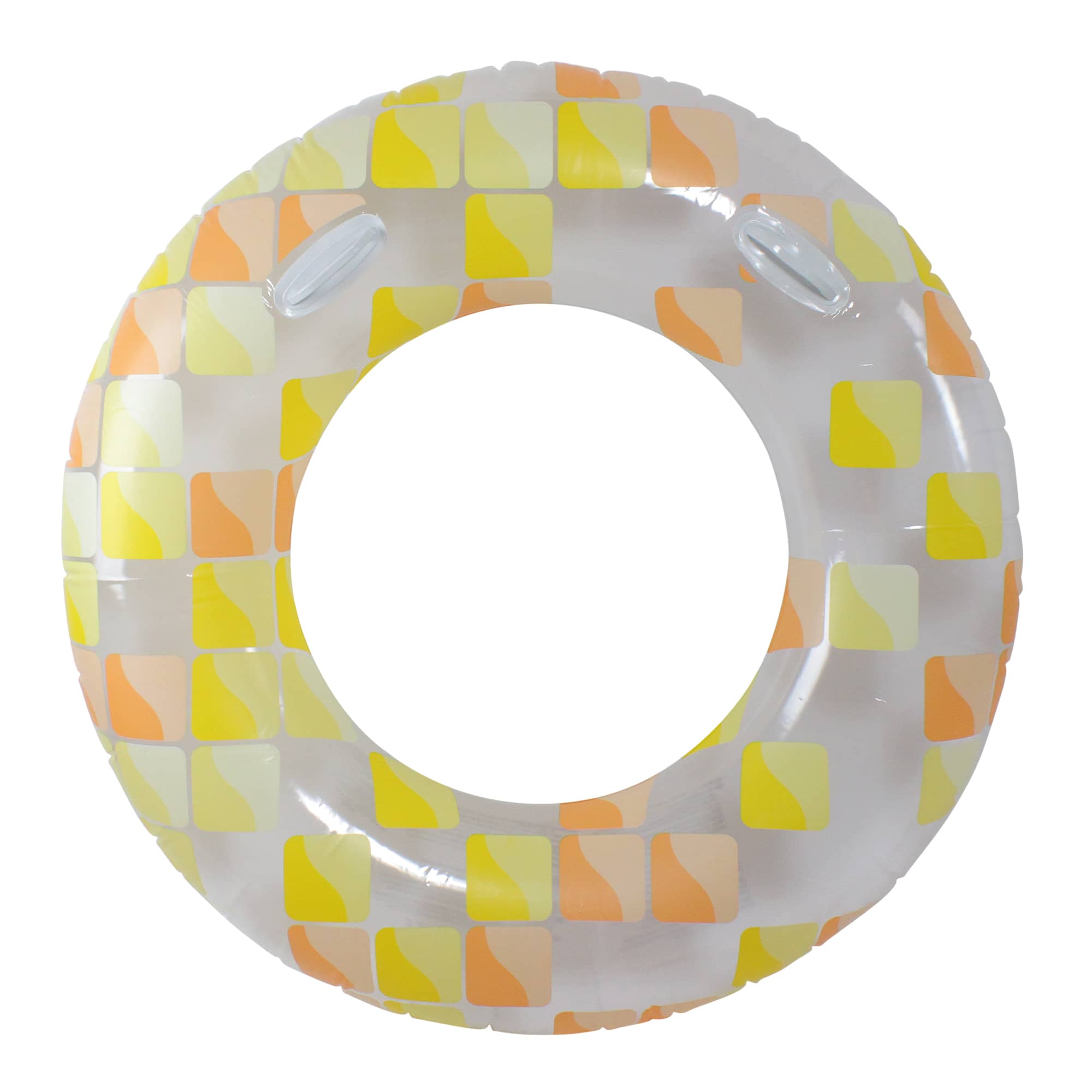 Pool Central - Inflatable and Orange Mosaic Swimming Pool Ring Float, 47-Inch - Yellow