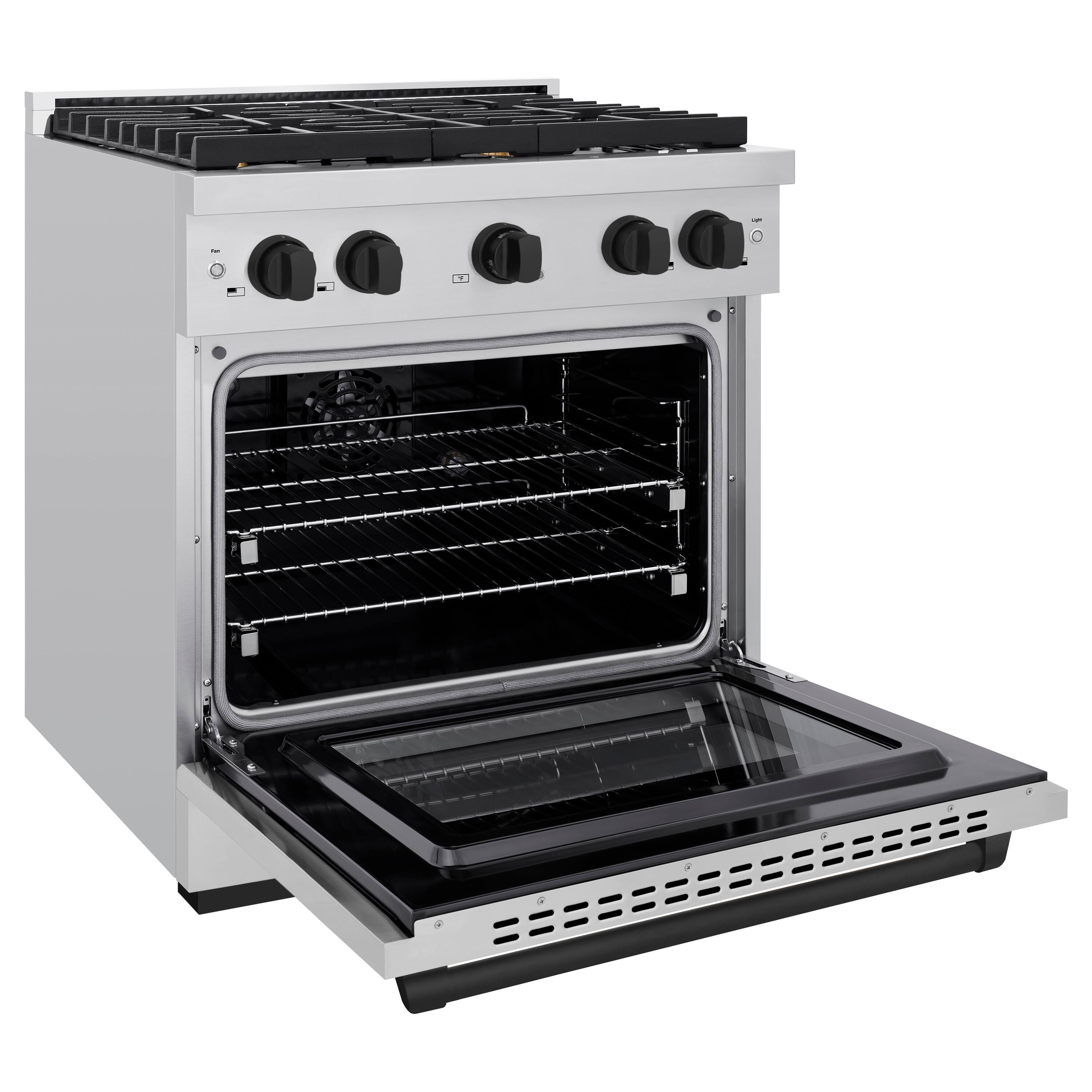Alt View 1. ZLINE - ZLINE Autograph 30" Paramount Dual Fuel Range w/ 4 Burners & Matte Black Accents (SDRZ-30-MB) - Stainless Steel.