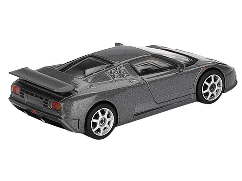 Left. Mini GT - Bugatti EB110 Super Sport Grigio Scuro Dark Gray Metallic Limited Edition 1/64 Diecast Model Car by Mini GT - Dark Gray.