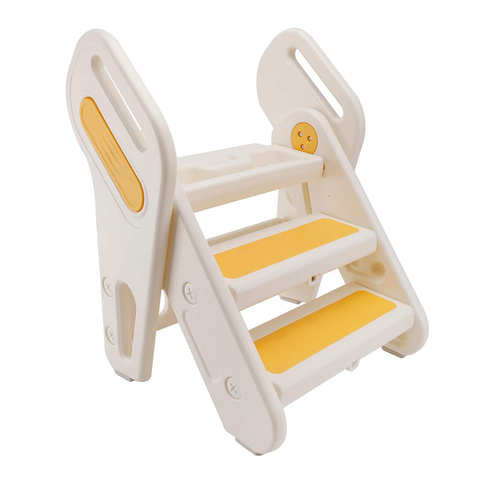 Topteng - Smart Sensor Light Foldable Step Stool for Kids - 3-to-2 Step Adjustable Ladder with Auto Lighting, for Bathroom Sink