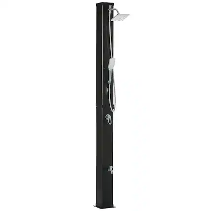 Front. Outsunny - Gallons Solar Heated Shower with 360 Rotating Rainfall, Handheld Shower Head, Temperature Adjustment & Foot Shower - Black.