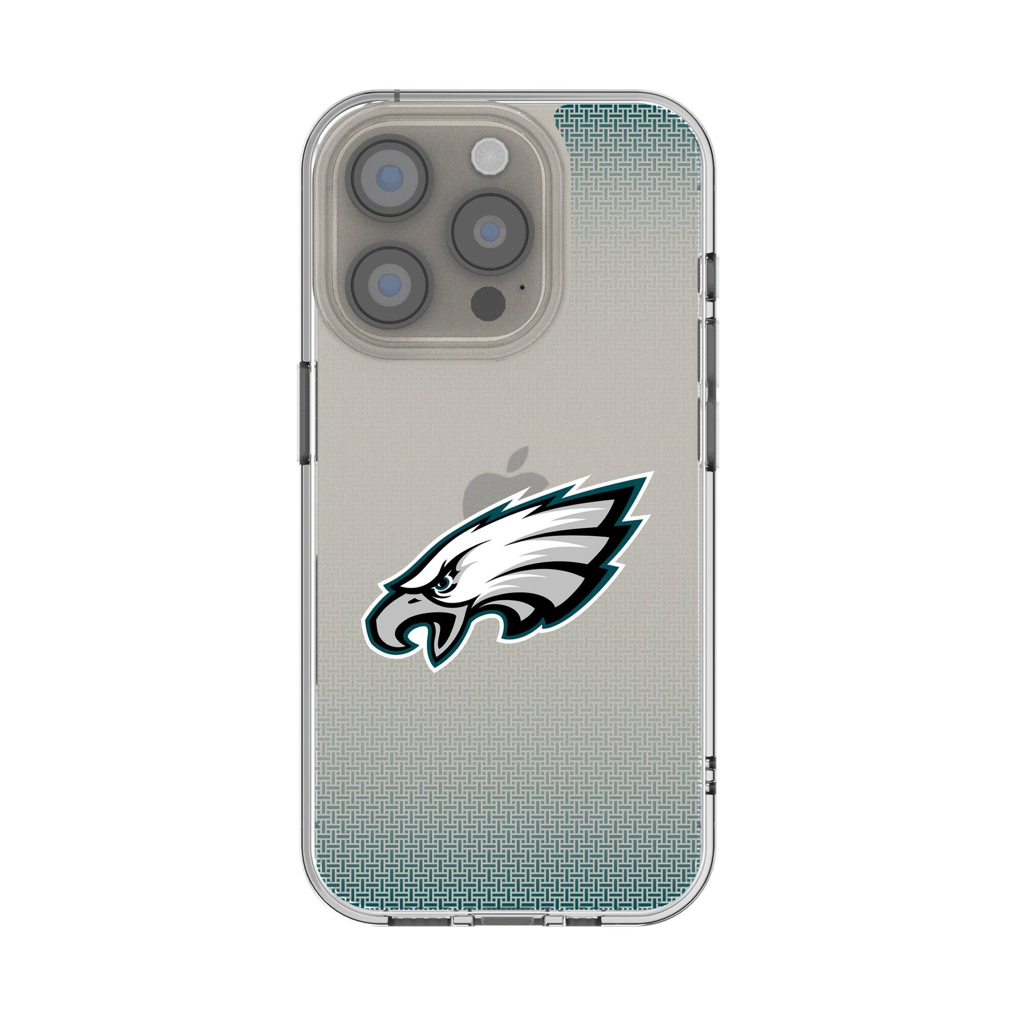 Front. Keyscaper - Philadelphia Eagles Linen Logo iPhone Clear Case - 16 Pro - Multicolor.
