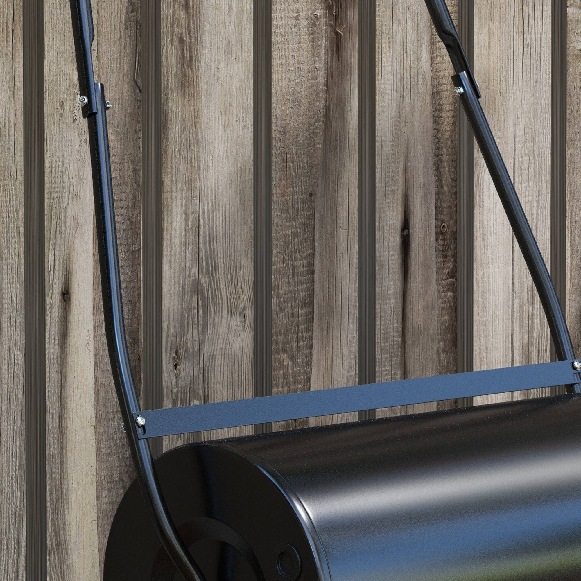 Alt View 8. Outsunny - 46L Lawn Roller, Push/Tow Behind Sod Roller with U Shaped Handle, Water Filled Yard Roller for Garden, Lawn, Backyard - Black.