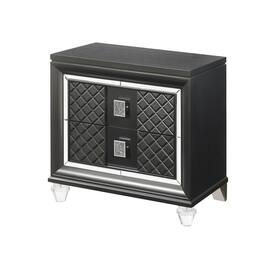 Manhattan Lane - 2 Drawer Wooden Nightstand with Mirror Accents and Diamond Pattern - Black