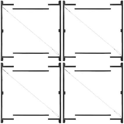 Front. Adjust-A-Gate - Adjust-A-Gate Steel Frame Gate Kit, 36"-60" Wide Opening Up To 7' High (4 Pack) - Black.