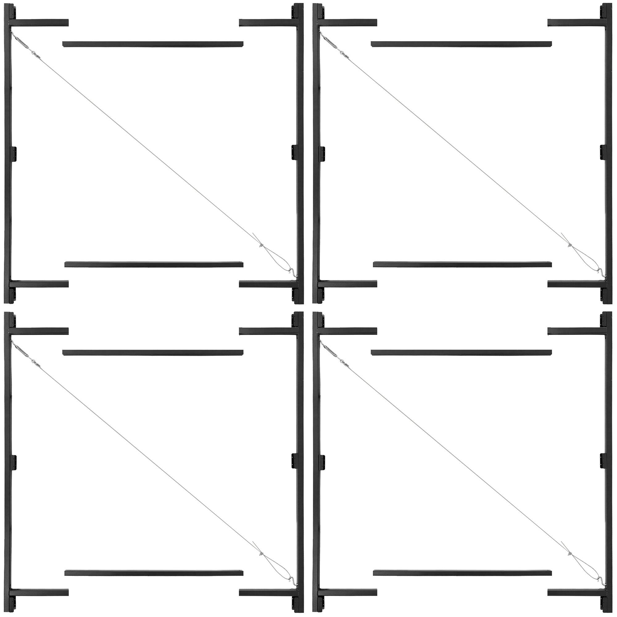 Front. Adjust-A-Gate - Adjust-A-Gate Steel Frame Gate Kit, 36"-60" Wide Opening Up To 7' High (4 Pack) - Black.
