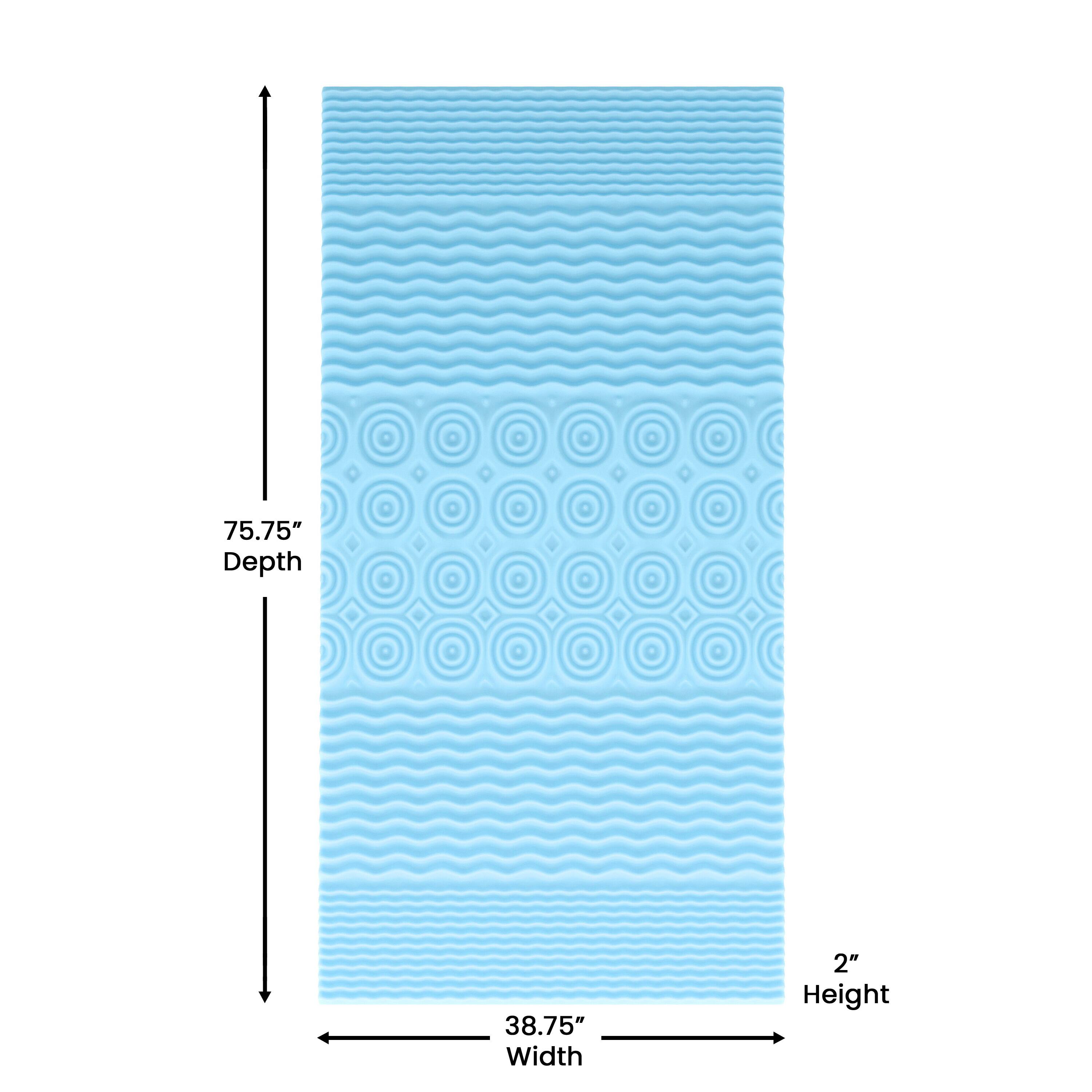 75.75" Depth  
38.75" Width  
2" Height