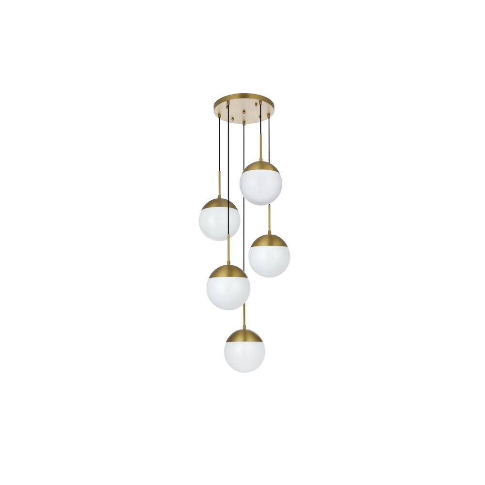 Angle. Living District - Eclipse 18 Inch Pendant Frosted White Shade in Satin Gold - Satin Gold And Frosted White.