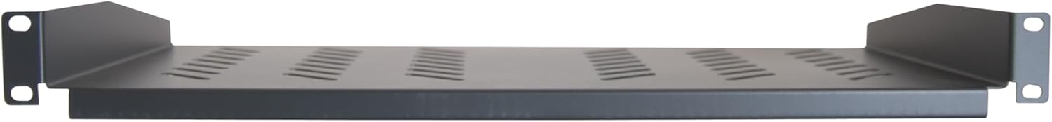 Back. Cables Direct Online - 1U 19" Vented Cantilever Server Rack Shelf - 10" (250mm) Deep Steel Tray, 11 lb Max Capacity - Black.