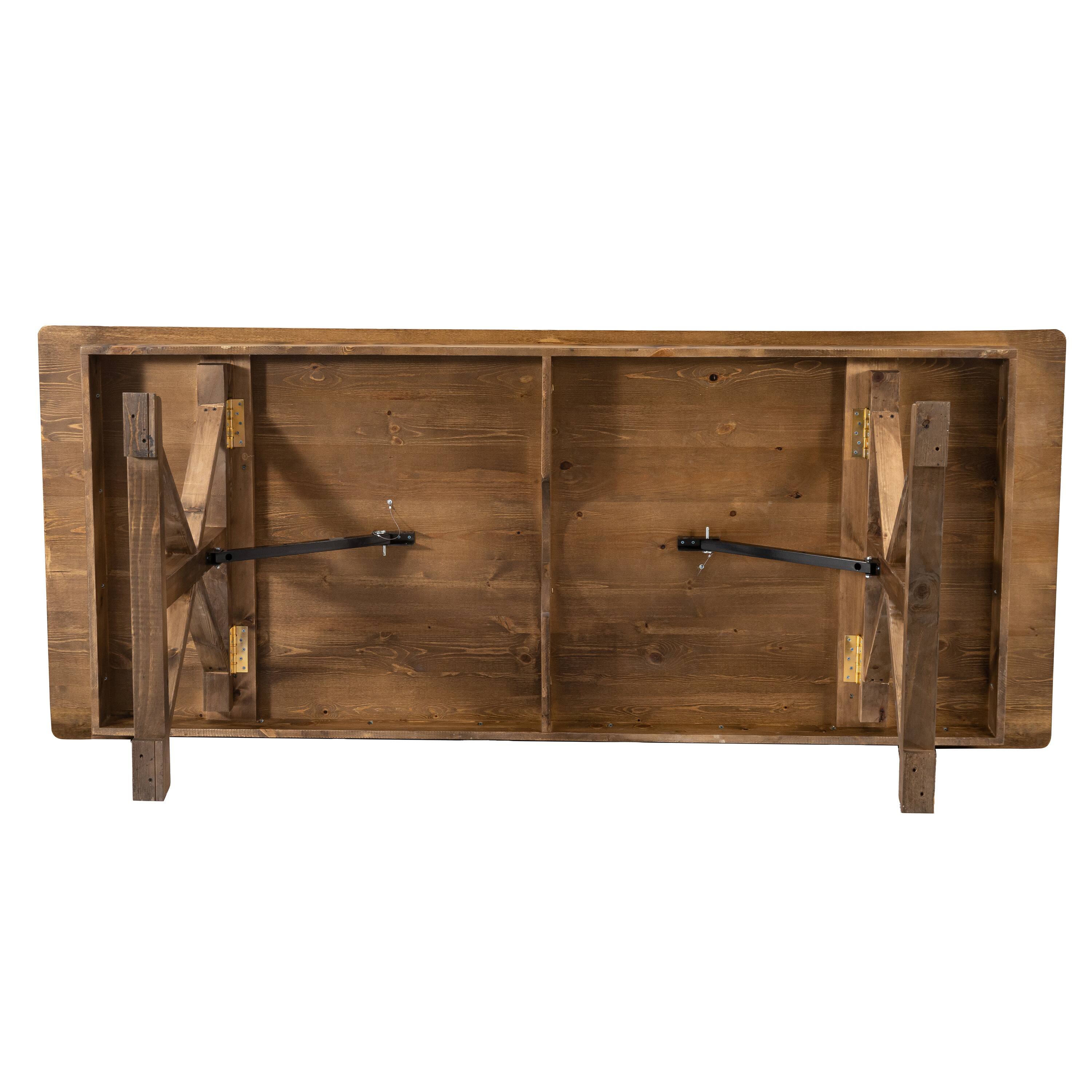 Alt View 5. Flash Furniture - HERCULES 7' x 40" Rectangular Antique Rustic Solid Pine Folding Farm Table with X Legs - Brown.