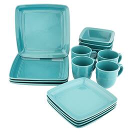 American Atelier - Madelyn Turquoise Square 16 PC Set - Blue