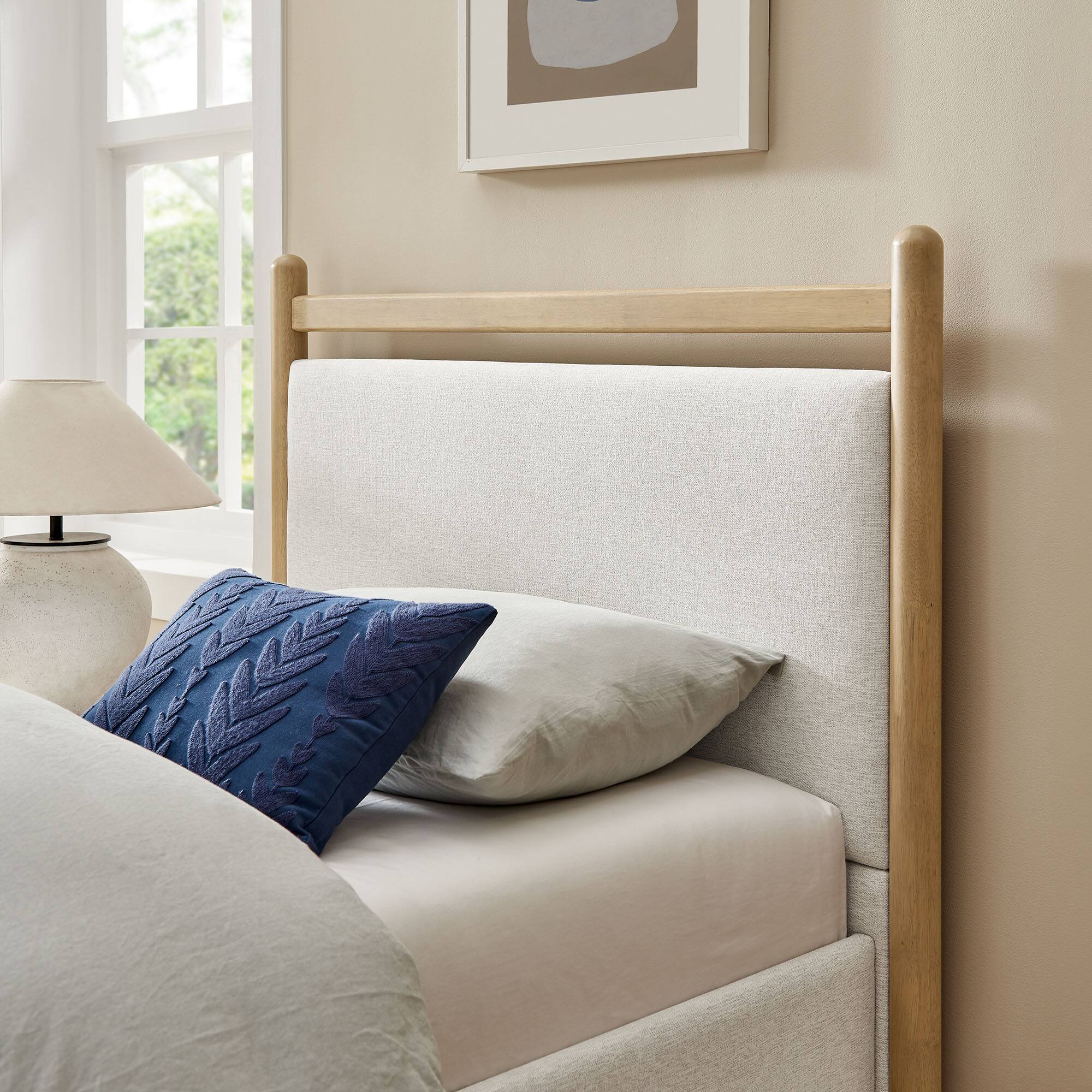 Alt View 1. Modway - Ginny Platform Bed Frame by Modway - Light Oak Heathered Ivory.