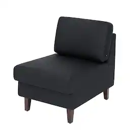 Flash Furniture - HERCULES Artemis LeatherSoft Middle Reception Chair with Wooden Walnut Legs with Adjustable Floor Glides - Black