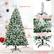 Enhanced Tree Top 928 Tips for Natural and Plush appearance Durable PvC Leaves Hinged Design Snow Flocked Leaves for Great Decoration Foldable Base Cross Shaped Metal Stand for Good Supporting