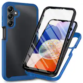 Dteck - for Samsung Galaxy A17 5G Case with Built in Screen Protector,Full-Body Shockproof Rubber Rugged Clear Back Phone Cover - Blue