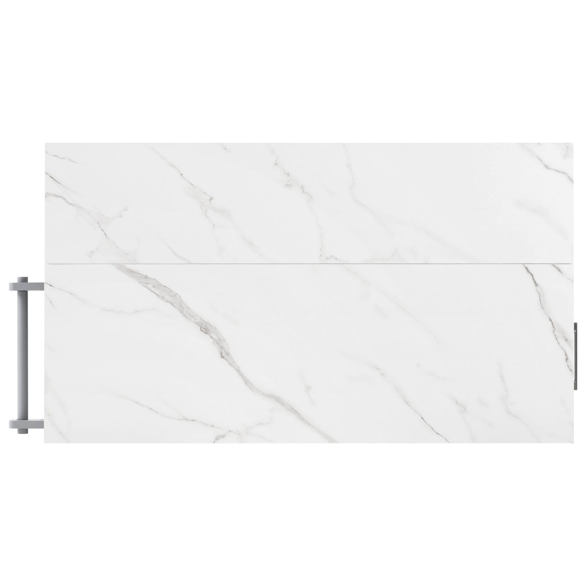 Alt View 6. PexFix - 50.7" Mobile Kitchen Island with Drop Leaf & Hidden Trash Can - Rolling Cart with Drawers, Organizer & Faux Marble Top - Gray.