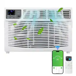 Winado - 8000 BTU 115V 3 in 1 Window Air Conditioner w/Remote Control & LED Digital Panel, Wifi Install Kit Cool up to 350 Sq.Ft - White