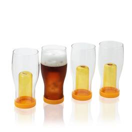 BreeBe - Ice Isolation Beer Glasses set of 4, 20 fl-oz - Amber