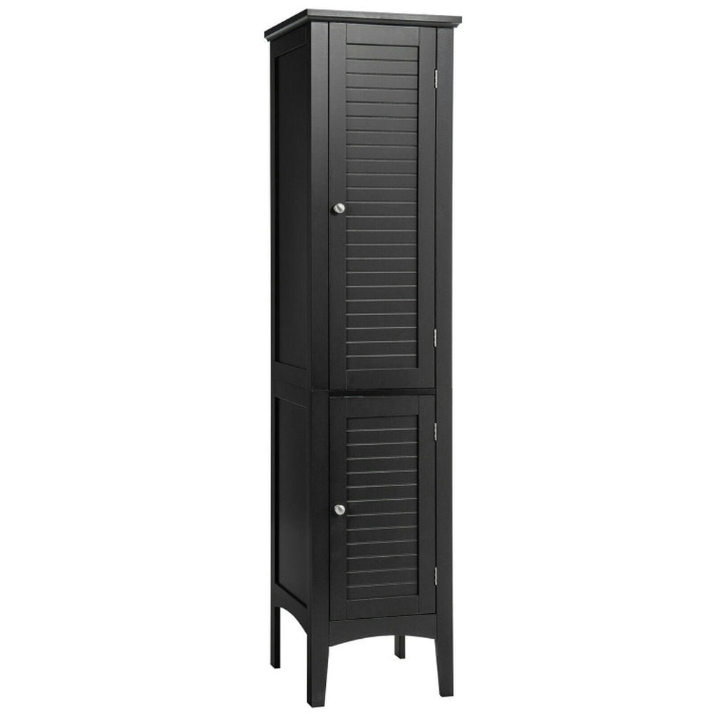 Front. Kadyn - Freestanding Bathroom Storage Cabinet for Kitchen and Living RoomBlack Bathroom Cabinets for Entryway Storage - Black.