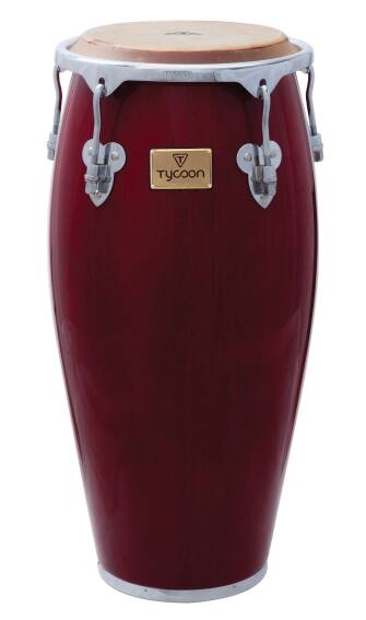 Front. Tycoon Percussion - 11" Quinto, 30" Tall Siam Oak Shell, Water Buffalo Head, 3/8" Tuning Lugs, Includes Stand & Accessories.