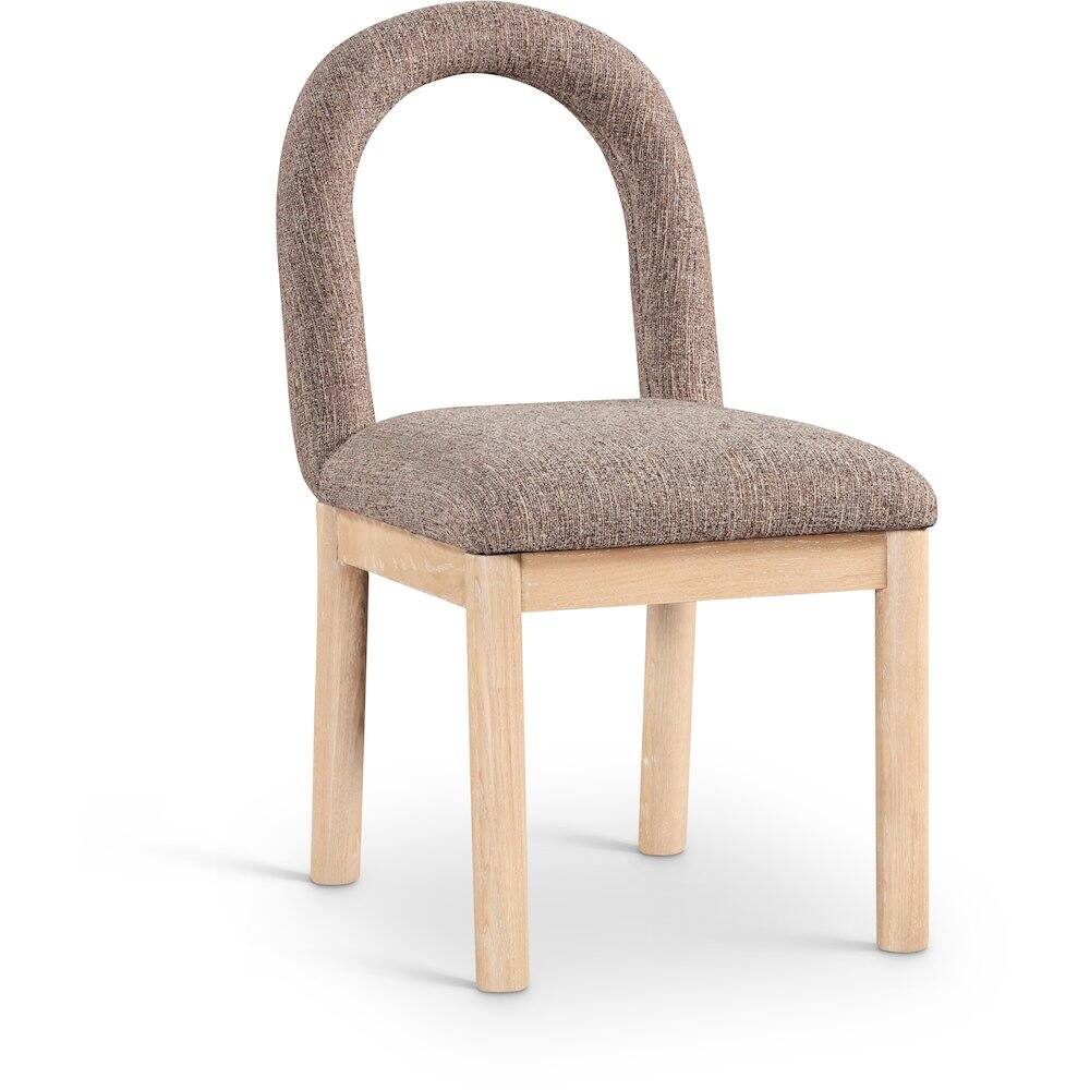 Front. Meridian Furniture - Conrad Brown Linen Textured Fabric Dining Chair - Brown.