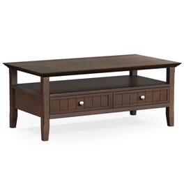 Simpli Home - Acadian 48 inch Wide Solid Wood Coffee Table with Drawer - Brunette Brown