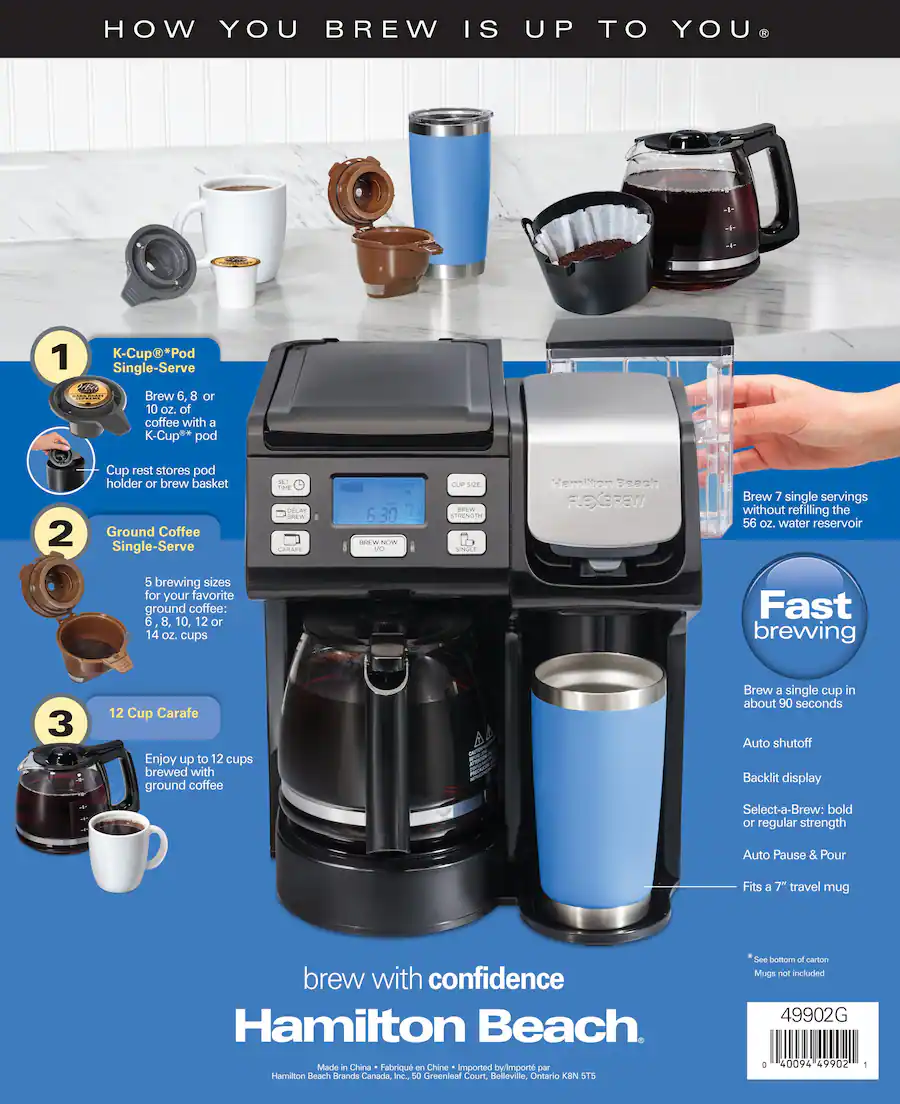 Macchina Cialde K-cup Hamilton Beach FlexBrew Trio - Macchina Caffè 2 Vie, Compatibile Con Cialde K-Cup, Nuova (piccoli Segni) Philips Lattego 5400 - Foto 9
