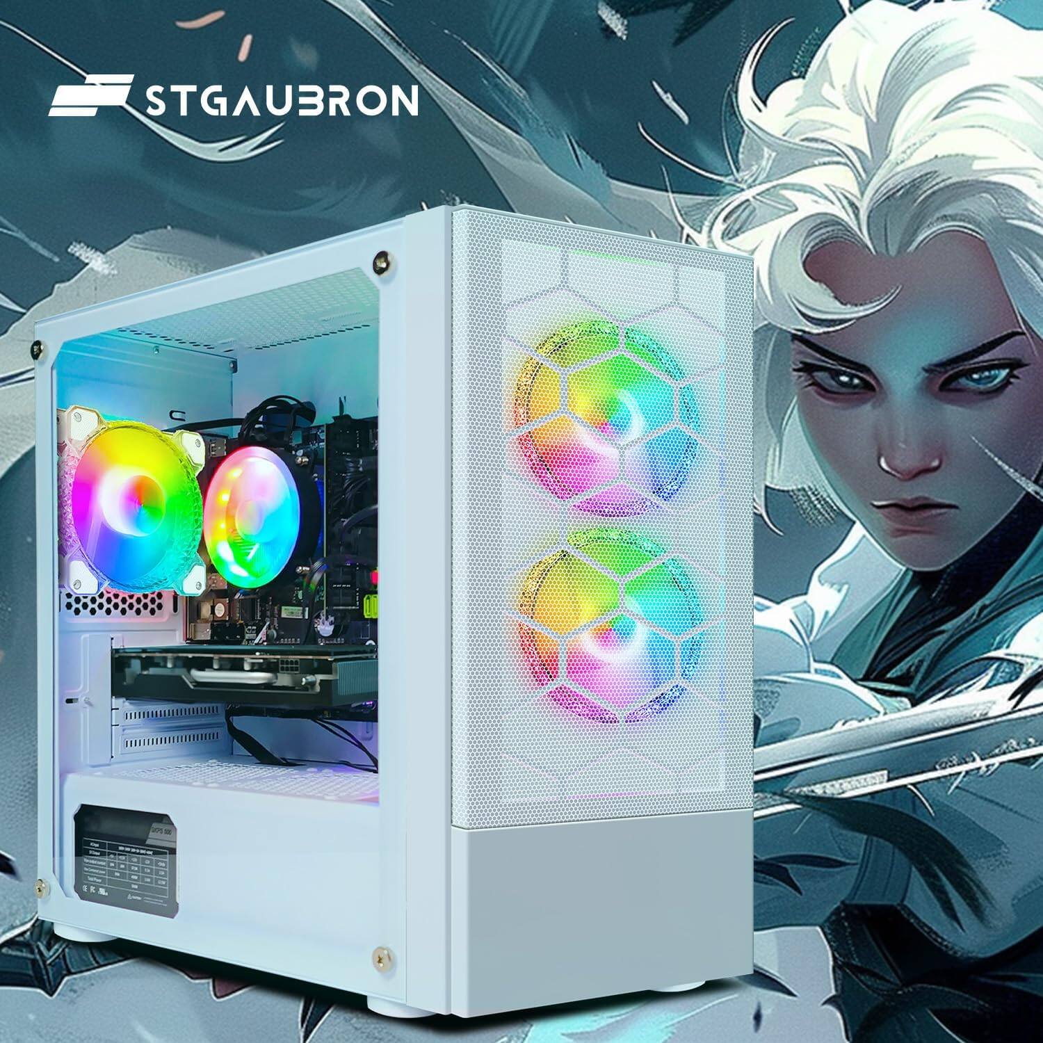 Alt View 1. STGAubron - STGAubron Gaming PC Computer Desktop, Intel Core i7 8th Gen up to 4.1Ghz, Radeon RX 470 8G, 16G DDR4, 512G SSD, WIN11H - White.