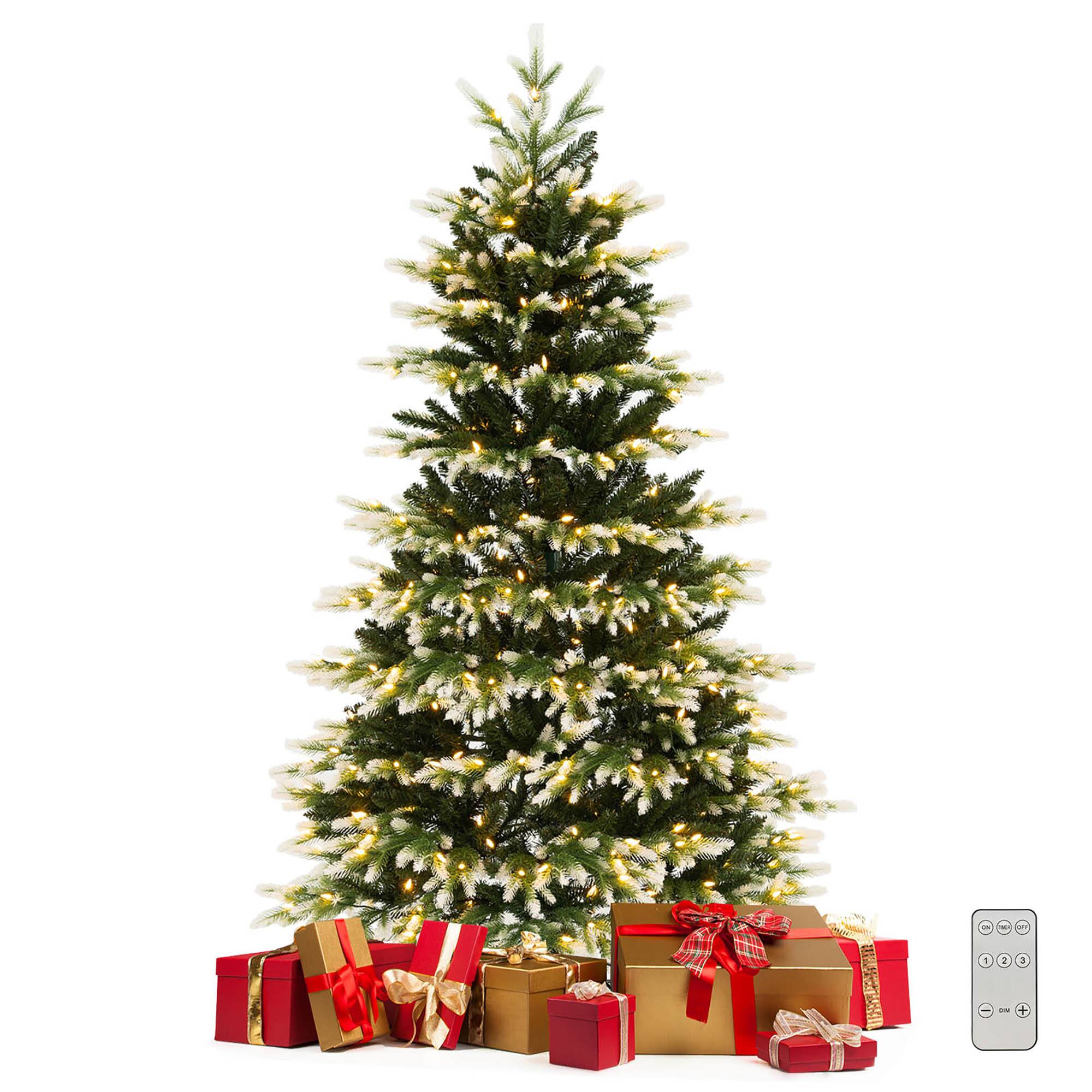 Alt View 8. Gymax - Gymax 6 FT Per-Lit Artificial Christmas Tree Hinged Xmas Tree w/ Quick Power Connector - Green, White.