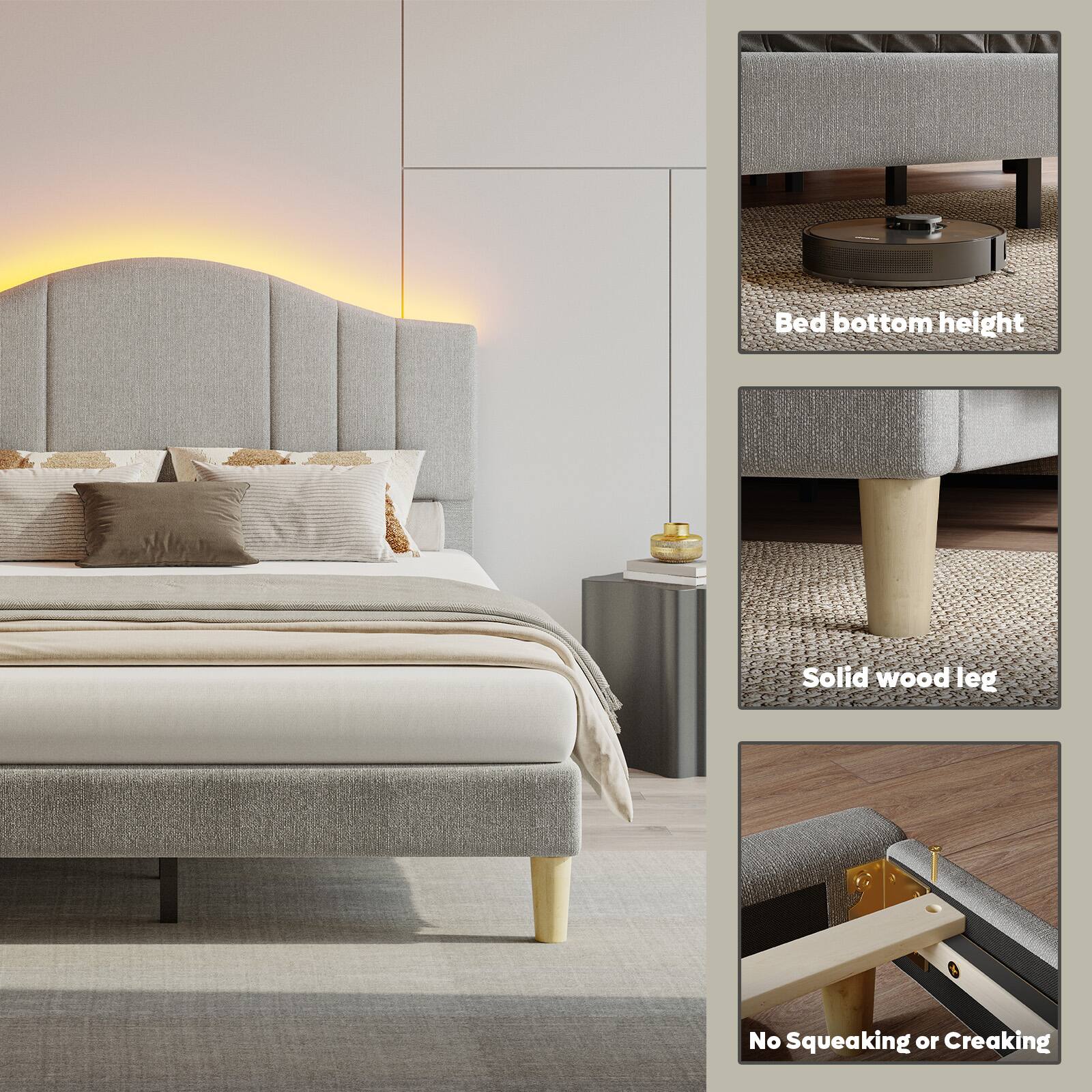 Bed bottom height Solid wood leg No Squeaking or Creaking