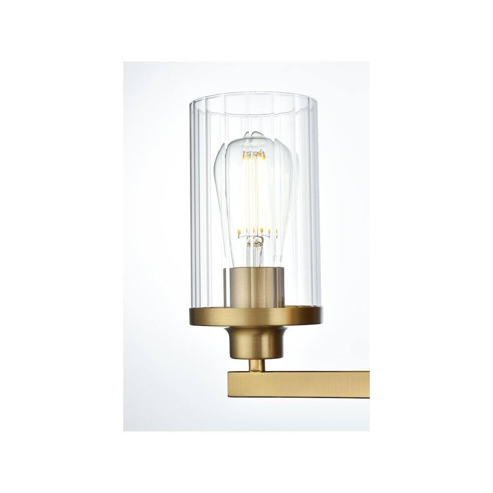 Alt View 2. Living District - Thane 25 inch Wall Sconce in Satin Gold - Satin Gold And Clear.